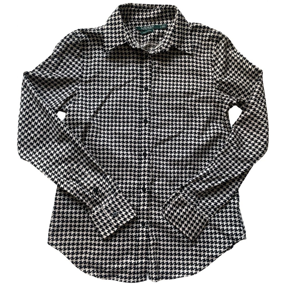 Lauren Ralph Lauren Button Up Houndstooth Long Sleeve Shirt